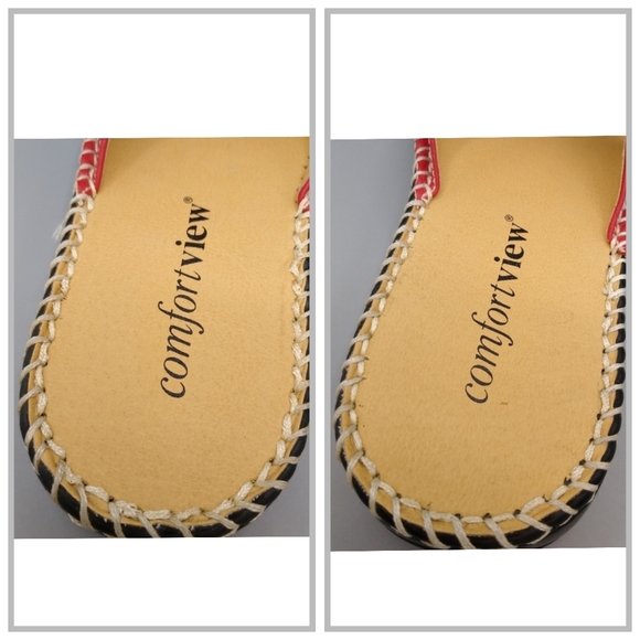 Comfortview Red Faux Leather Mules Buckle Knot Stitching 7W Vintage - Picture 7 of 12